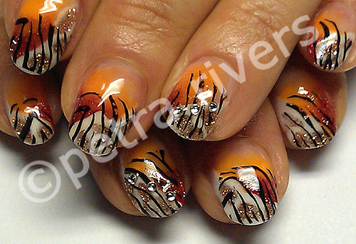 Knstliche Fingerngel aus Acryl mit Nailart Afrika Style 