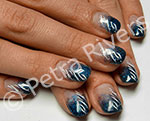 Nagelverlängerung mit Schablonentechnik - blaues French mit Verlauf und weisser Nailart