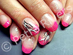 French in Pink mit Nailart im Tattoo-Stil