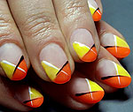 Gelbes und oranges Gel für Nailart auf Acrylnägeln