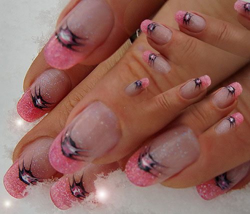 Pink im Schnee- farbenfrohe Nailart auch im Winter